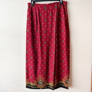 Pendleton Classic Vintage Signature Crest Crown Wrap Maxi Skirt Red Gold 12